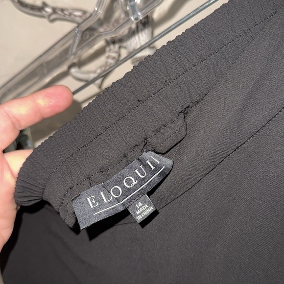 ELOQUII pants Wide Leg Dress pull on elastic waistband in Black 14 NEW wide - Picture 4 of 7
